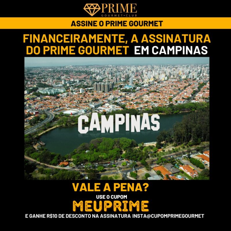Vista aérea de Campinas com promoção Prime Gourmet Club.
