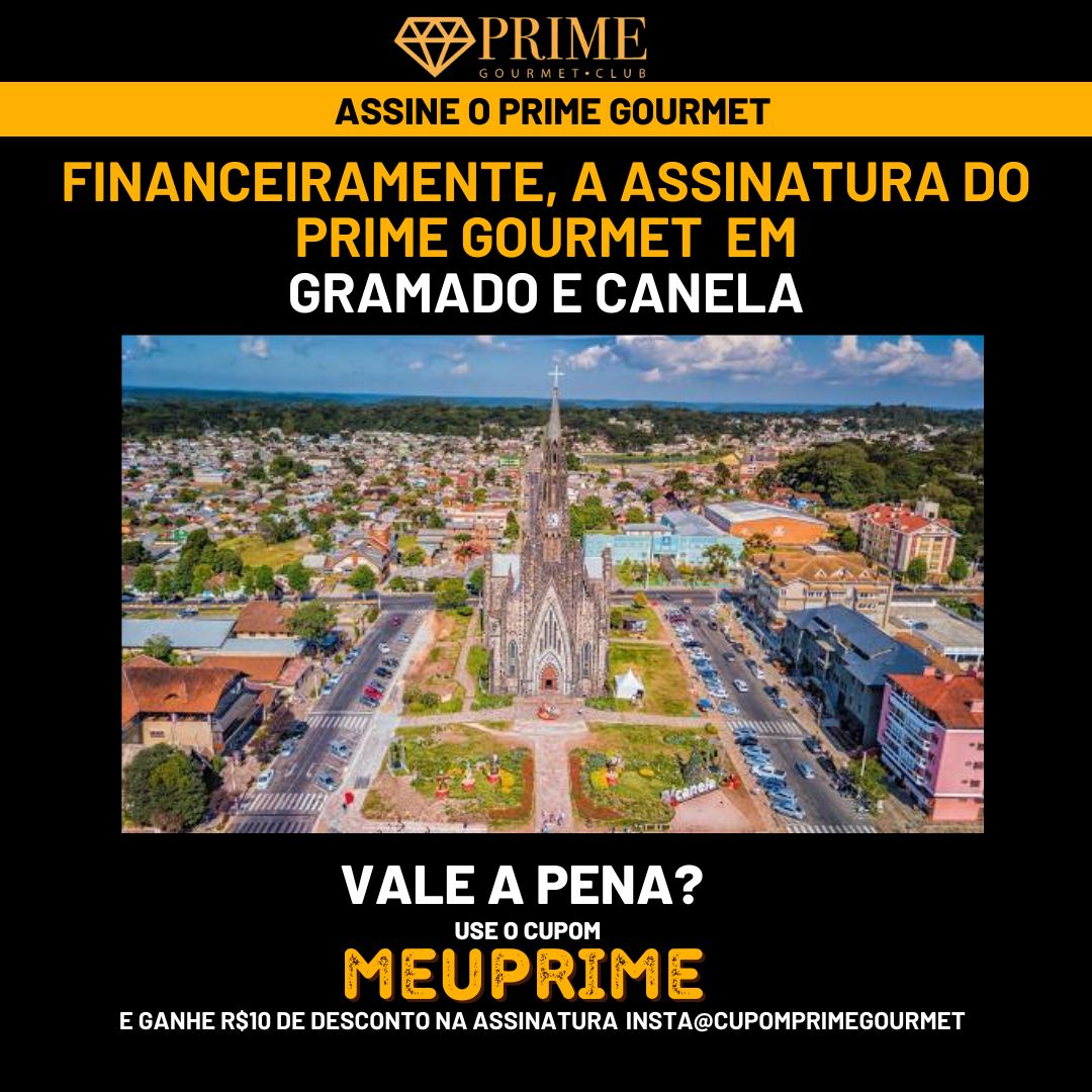 Vista aérea de Gramado, propaganda Prime Gourmet Club.