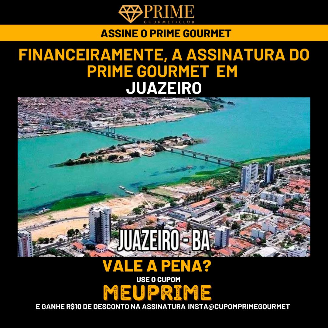 Vista aérea de Juazeiro-BA com promoção Prime Gourmet.