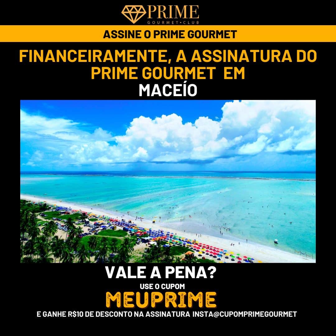 Praia tropical de Maceió e promoção Prime Gourmet.