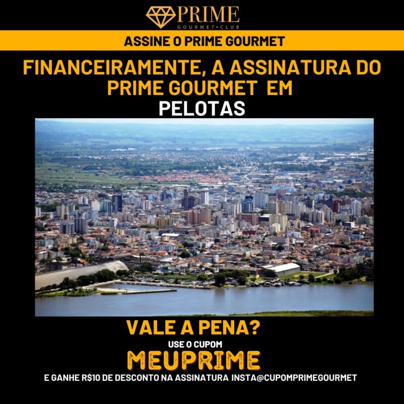 Vista aérea de Pelotas com promoção Prime Gourmet.