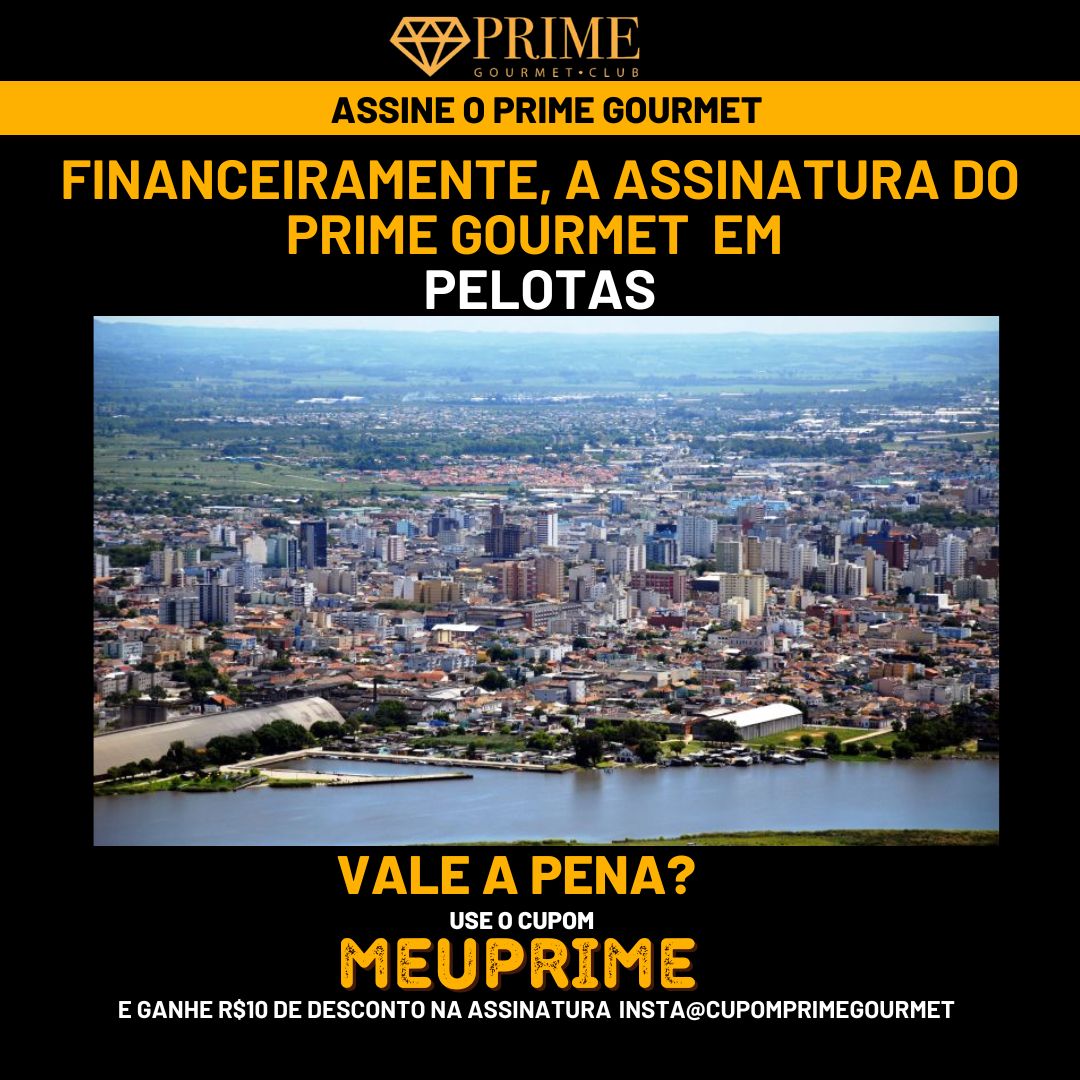 Vista aérea de Pelotas com promoção Prime Gourmet.