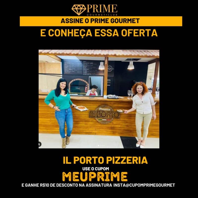 Duas mulheres promovendo oferta em pizzaria.