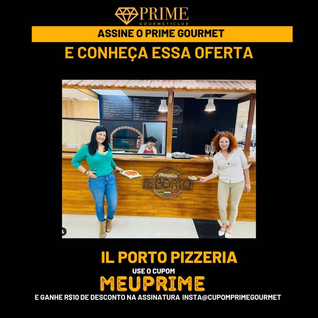 Duas mulheres promovendo oferta em pizzaria.