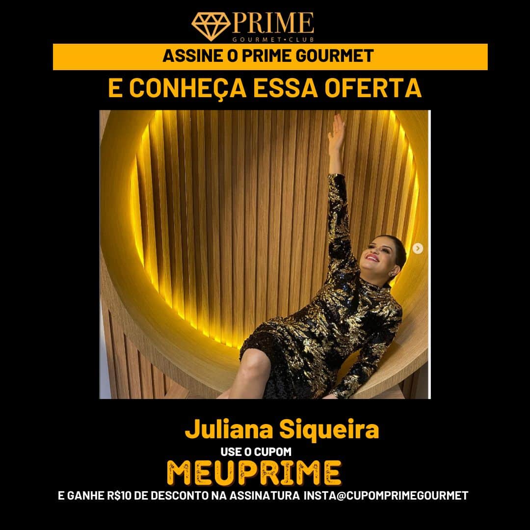 Mulher promovendo oferta do Prime Gourmet Club.