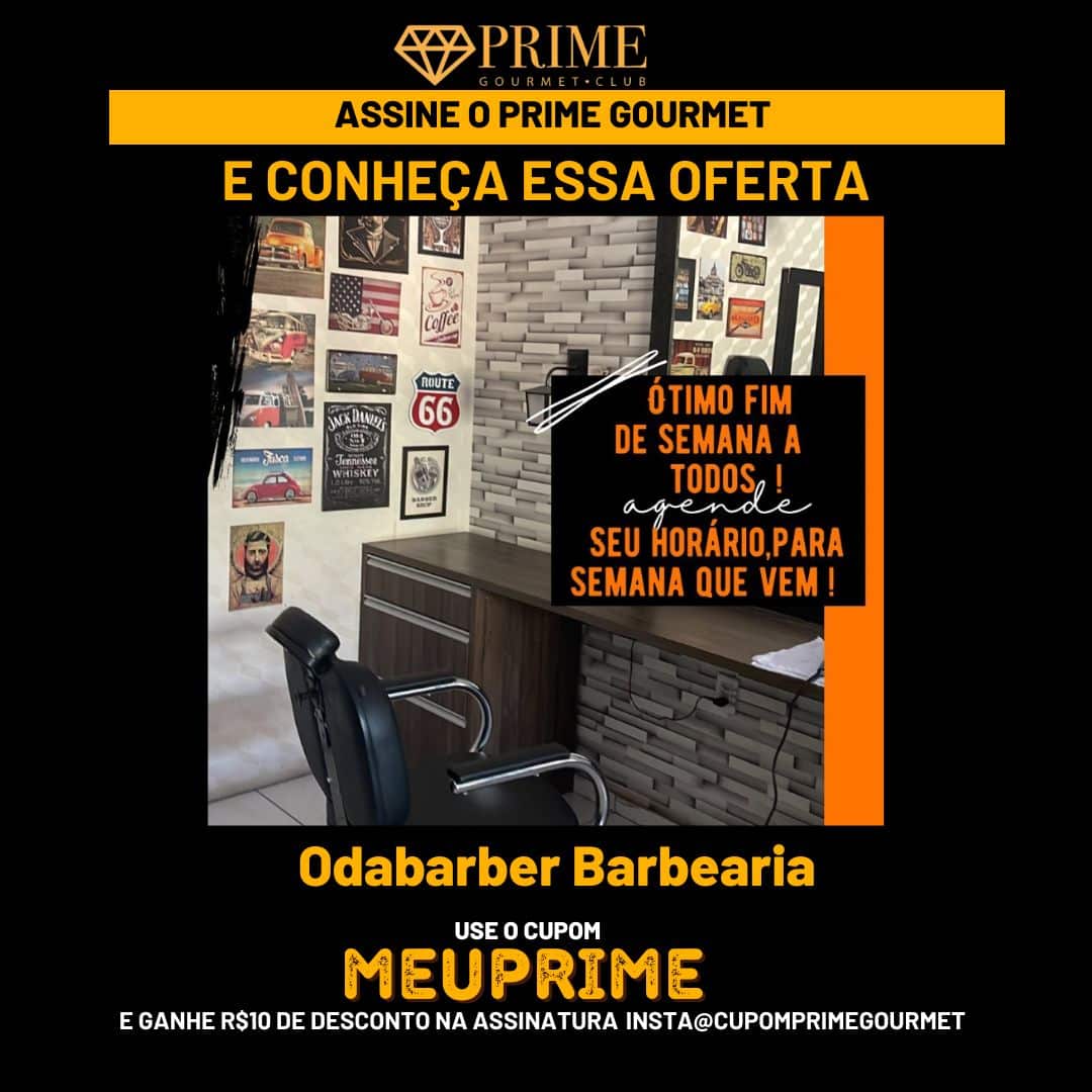 Promoção barbearia Prime Gourmet com desconto e agendamento.