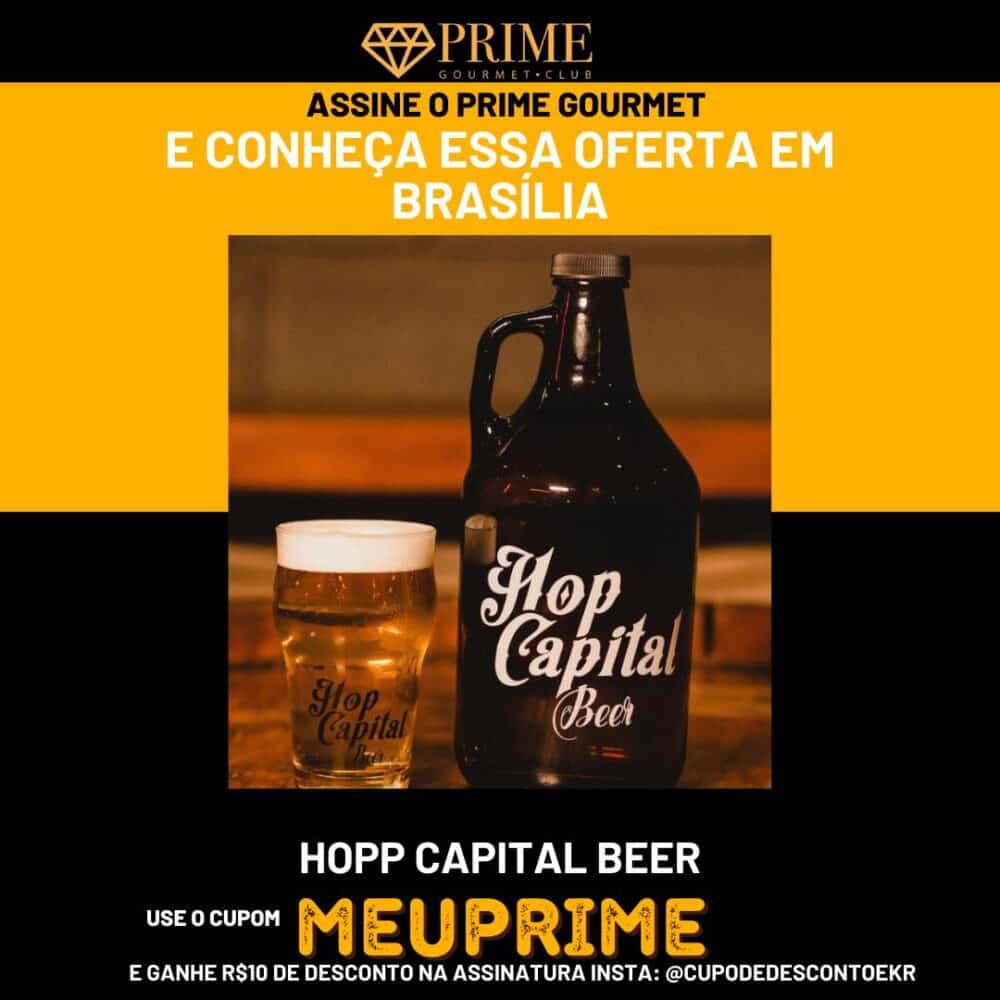 Growler e copo da Hop Capital Beer.