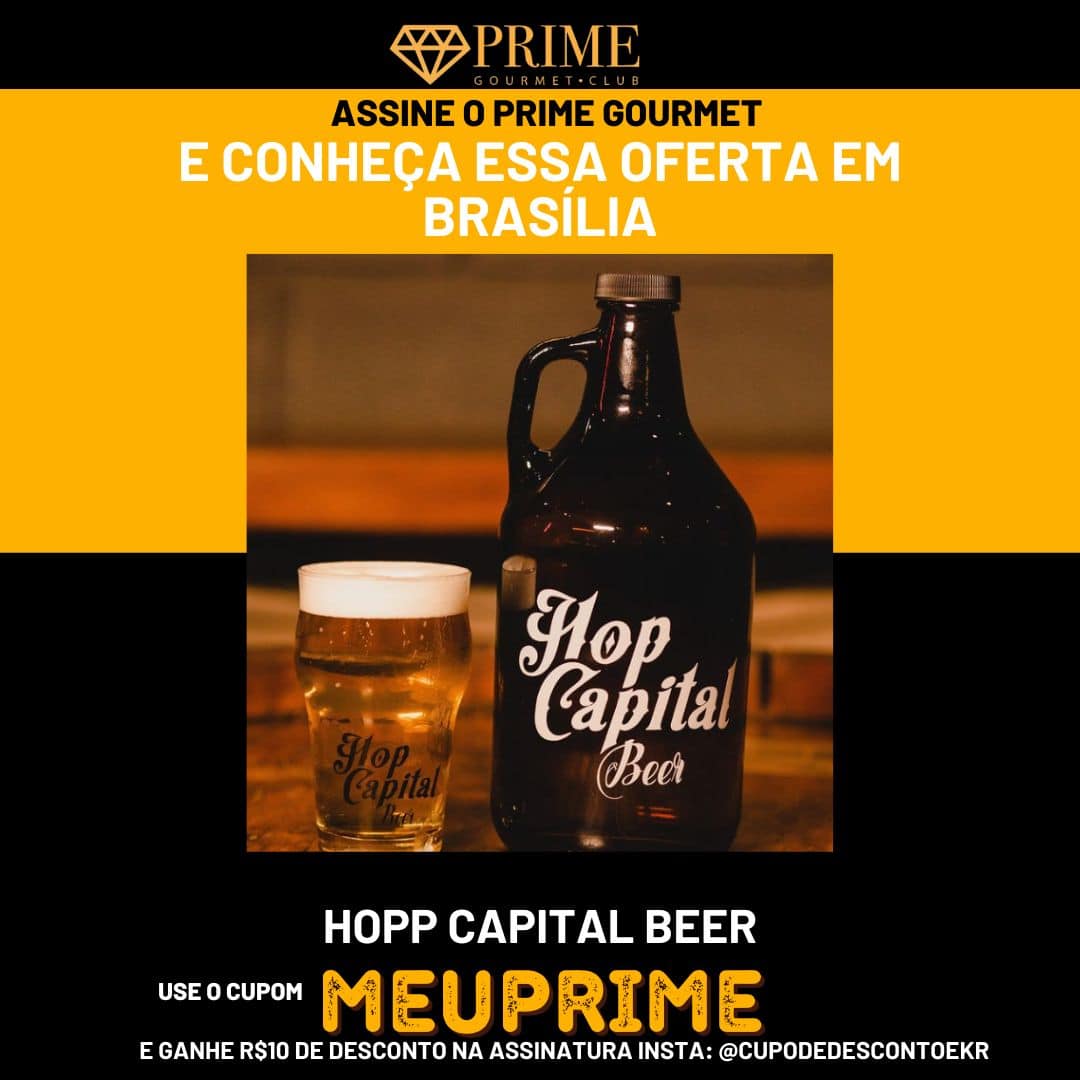 Growler e copo da Hop Capital Beer.