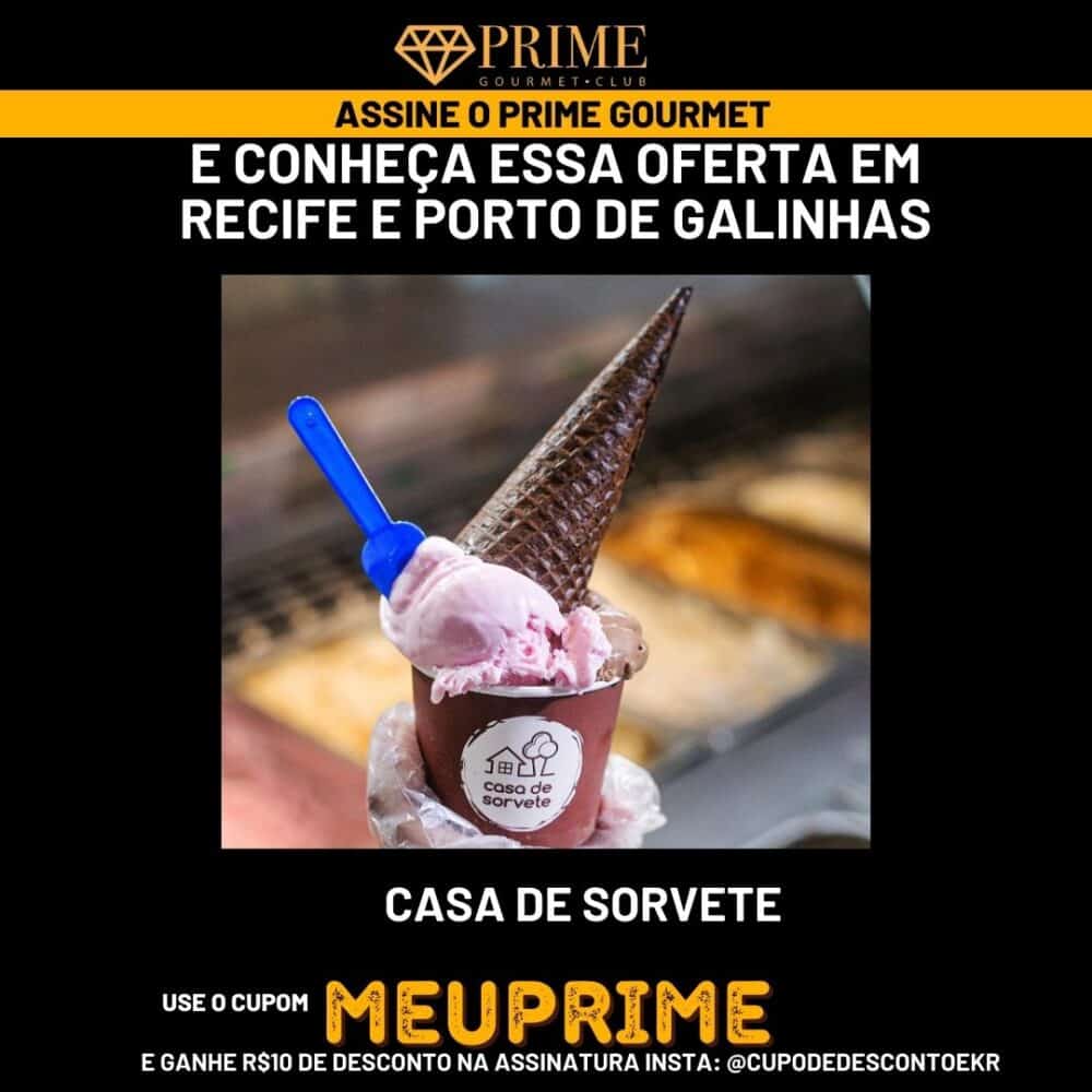 Sorvete no cone com desconto Prime Gourmet Recife.