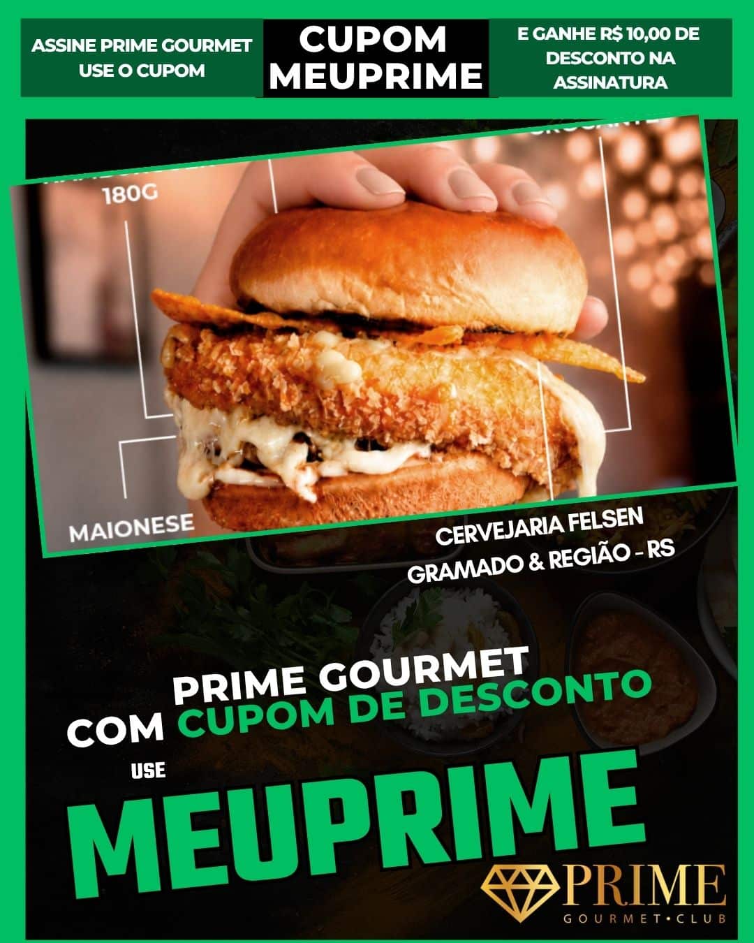 Hambúrguer gourmet com cupom de desconto Prime