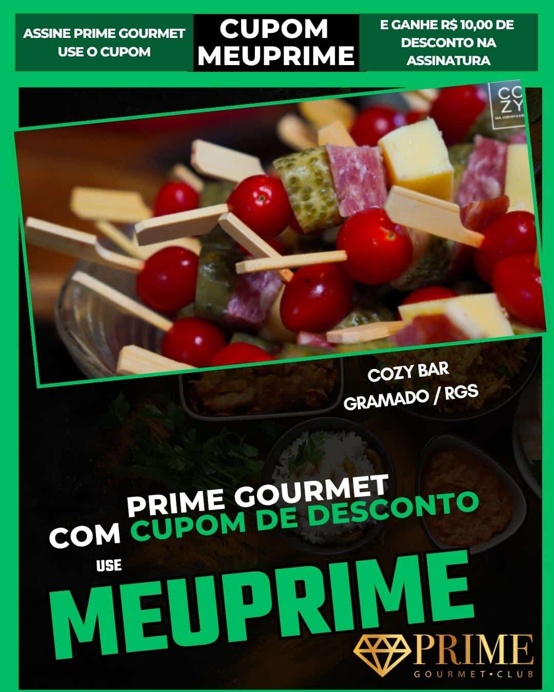 Espetinhos gourmet com cupom de desconto Prime Gourmet