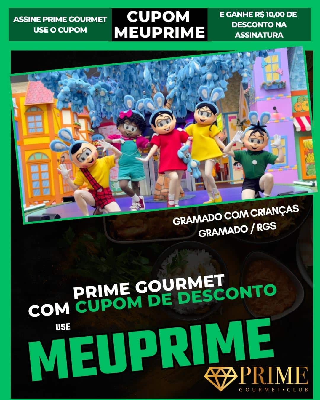 Promoção Prime Gourmet com personagens infantis em Gramado