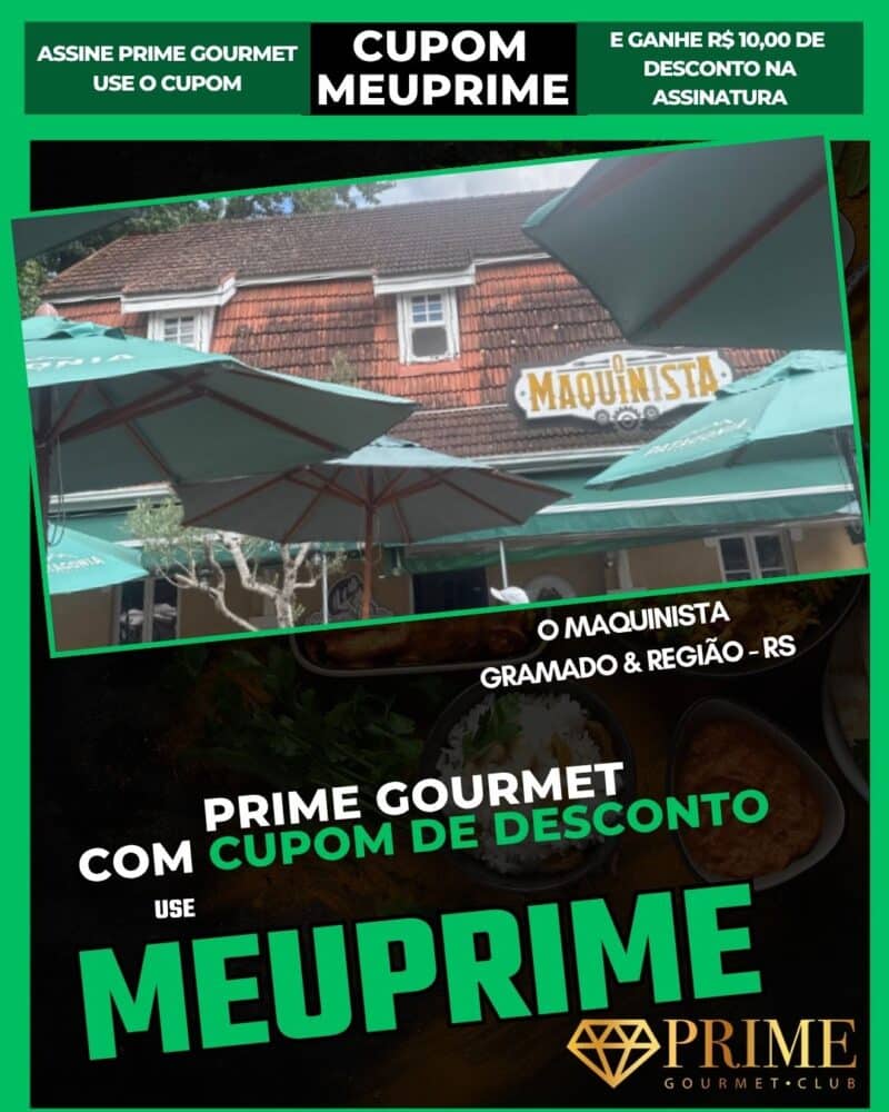 Promoção Prime Gourmet no restaurante O Maquinista