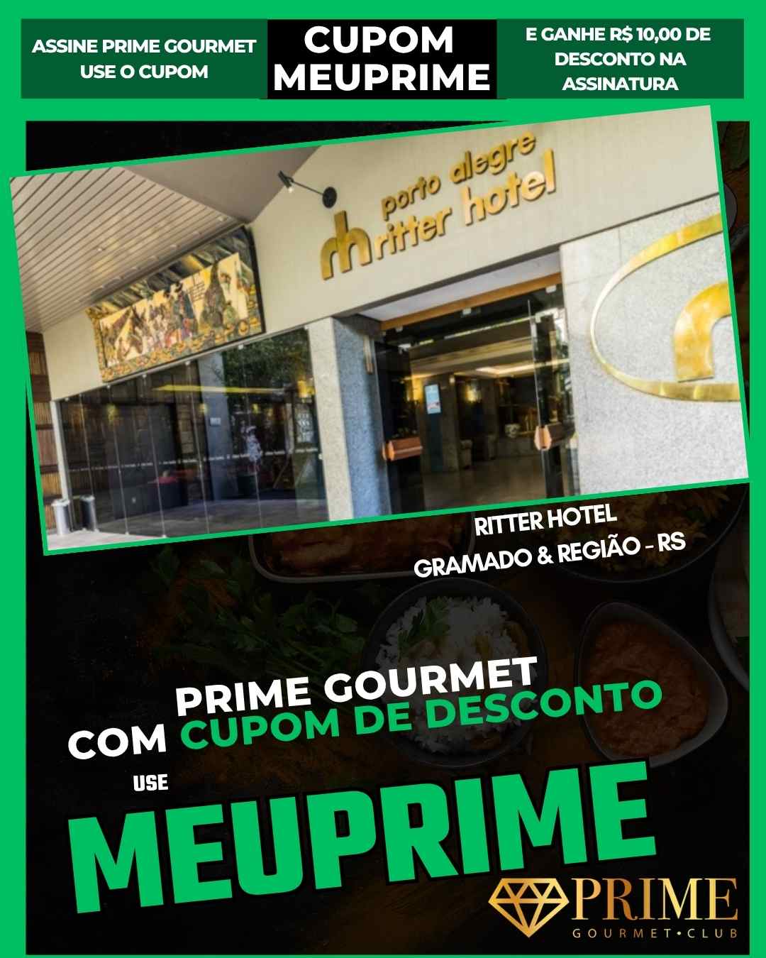 Fachada do Ritter Hotel com promoção Prime Gourmet