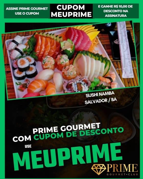 cupom prime gourmet salvador ba sushi namba