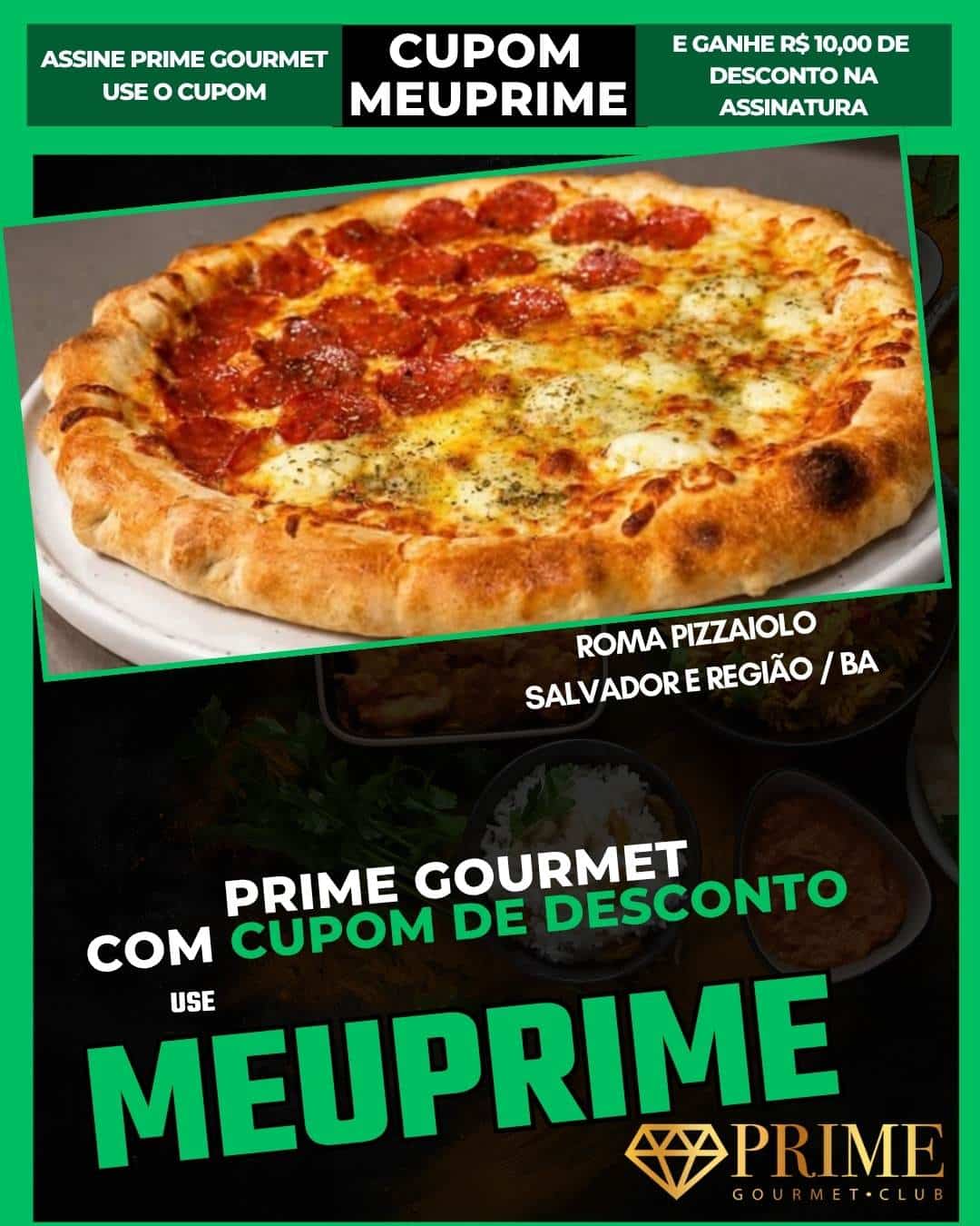 Pizza meio a meio com cupom Prime Gourmet