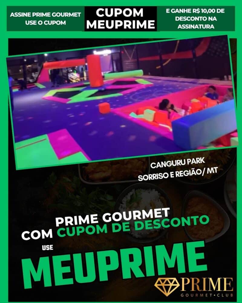 Parque de trampolins neon com promoção Prime Gourmet