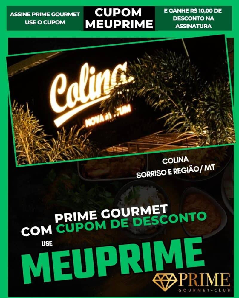 Promoção Prime Gourmet com cupom MEUPRIME no Colina